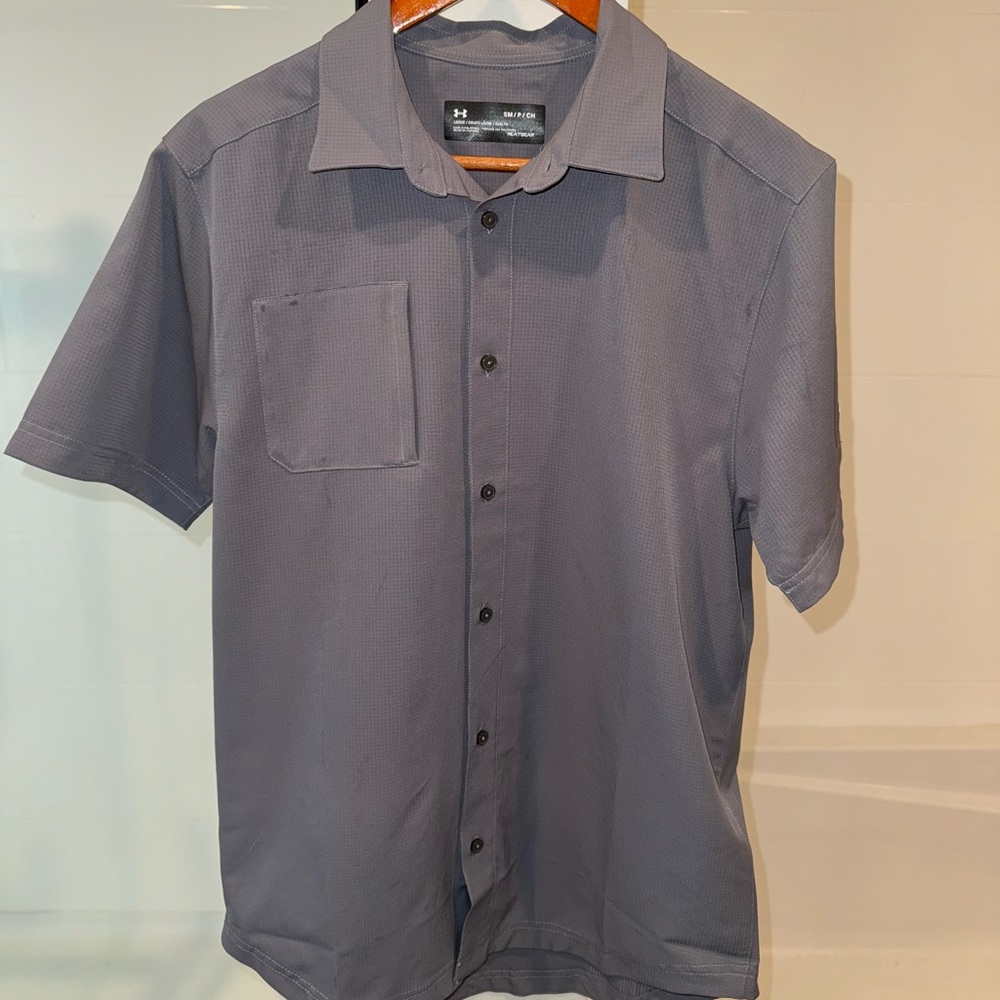 Mens Under Armour Short Sleeve Button Up Shirt